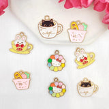 10pcs Cartoon Mug Cat Earrings DIY Jewelry Charms