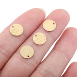 50pcs Brass Round Hammered Charms Dog Tag Pendants for DIY Earrings