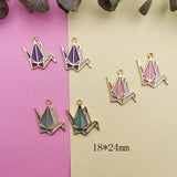 10pcs Drop Oil Thousand Paper Crane Enamel Charms Pendants Jewelry Findings