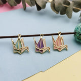 10pcs Drop Oil Thousand Paper Crane Enamel Charms Pendants Jewelry Findings