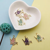 10pcs Drop Oil Thousand Paper Crane Enamel Charms Pendants Jewelry Findings