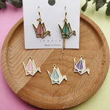 10pcs Drop Oil Thousand Paper Crane Enamel Charms Pendants Jewelry Findings
