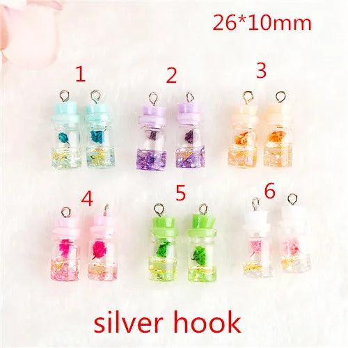10pcs Glass Wishing Bottle Earring Charms Keychain Pendant DIY