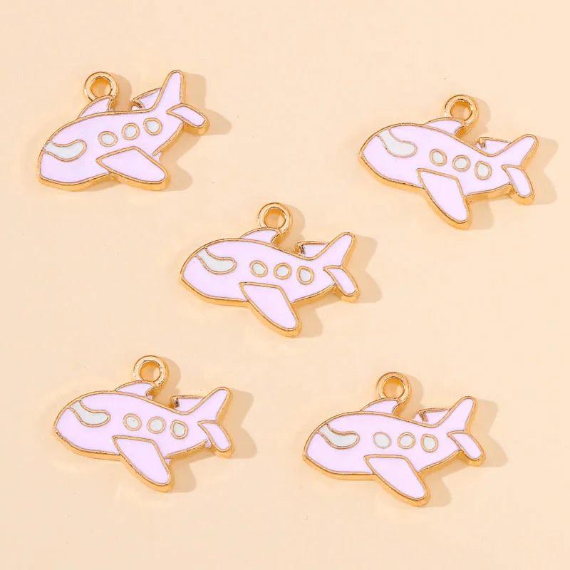 20Pcs 16x21mm Airplane Alloy Charms in 5 Colors for DIY Jewelry Making