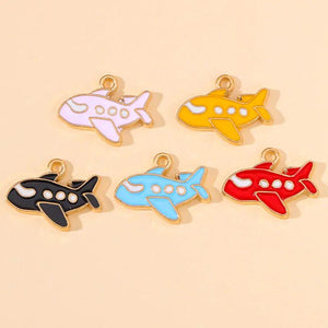 20Pcs 16x21mm Airplane Alloy Charms in 5 Colors for DIY Jewelry Making