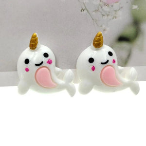 20pcs DIY resin Narwhal charms for kids hair accessories