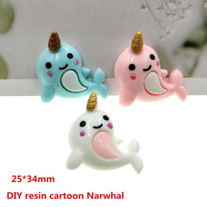 20pcs DIY resin Narwhal charms for kids hair accessories