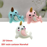 20pcs DIY resin Narwhal charms for kids hair accessories