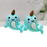 20pcs DIY resin Narwhal charms for kids hair accessories