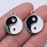 10pcs Tai Chi Charms Rhodium Zinc Alloy Pendant DIY Jewelry Findings