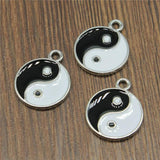 10pcs Tai Chi Charms Rhodium Zinc Alloy Pendant DIY Jewelry Findings