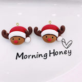 10Pcs Christmas Snowman Santa Resin Charms for DIY Jewelry Making