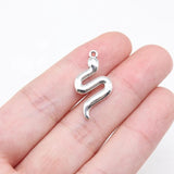 20pcs Antique Silver Snake Charms 24x13mm Jewelry Making