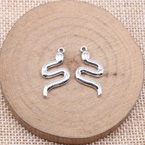 20pcs Antique Silver Snake Charms 24x13mm Jewelry Making