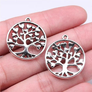 10pcs Heart Tree Charms for Jewelry Making DIY Antique Silver Pendant