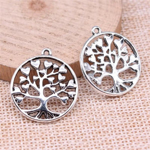 10pcs Heart Tree Charms for Jewelry Making DIY Antique Silver Pendant