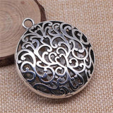 1pcs 50x50mm 3D Hollow Carved Flower Pendant Charms Antique Silver Zinc Alloy