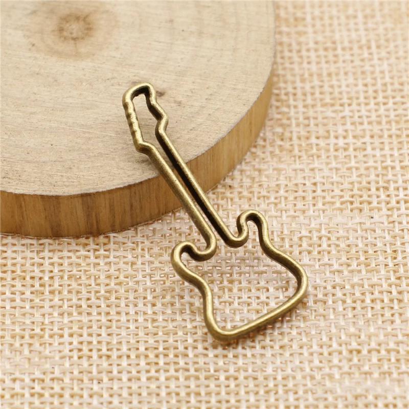 10pcs Guitar Charms Antique Bronze Pendants Jewelry Making Accessories