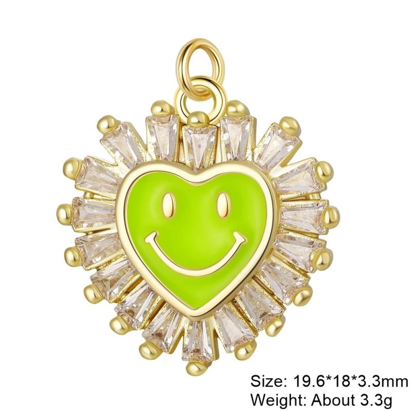 18K Real Plated CZ Heart Round Enamel Charms DIY Jewelry Making