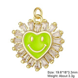 18K Real Plated CZ Heart Round Enamel Charms DIY Jewelry Making