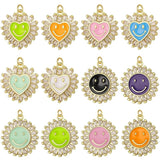 18K Real Plated CZ Heart Round Enamel Charms DIY Jewelry Making