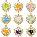 18K Real Plated CZ Heart Round Enamel Charms DIY Jewelry Making