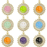18K Real Plated CZ Heart Round Enamel Charms DIY Jewelry Making