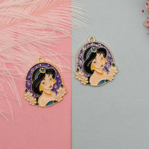 6pcs Sweet Princess Enamel Charms Jewelry Making Metal Ornament Pendant