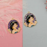6pcs Sweet Princess Enamel Charms Jewelry Making Metal Ornament Pendant