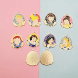 6pcs Sweet Princess Enamel Charms Jewelry Making Metal Ornament Pendant