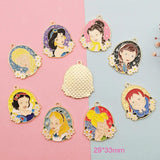 6pcs Sweet Princess Enamel Charms Jewelry Making Metal Ornament Pendant