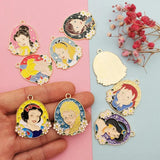 6pcs Sweet Princess Enamel Charms Jewelry Making Metal Ornament Pendant