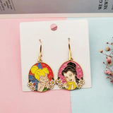 6pcs Sweet Princess Enamel Charms Jewelry Making Metal Ornament Pendant