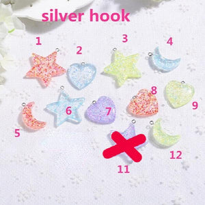 12pcs Glitter Star Heart Moon Charms for DIY Jewelry Decoration