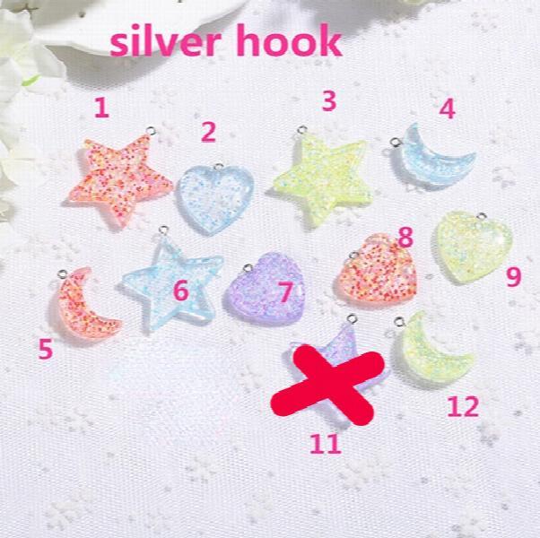 12pcs Glitter Star Heart Moon Charms for DIY Jewelry Decoration