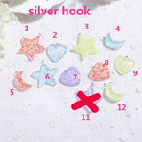 12pcs Glitter Star Heart Moon Charms for DIY Jewelry Decoration
