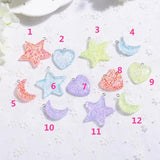 12pcs Glitter Star Heart Moon Charms for DIY Jewelry Decoration