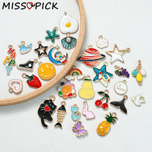 30pcs Heart Animal Fruit Enamel Charms for DIY Jewelry Making