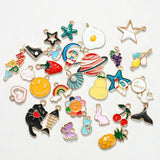 30pcs Heart Animal Fruit Enamel Charms for DIY Jewelry Making