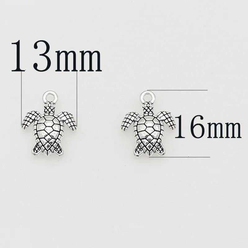 50pcs Antique Silver Turtle Drop Charms DIY Jewelry Pendants
