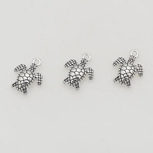 50pcs Antique Silver Turtle Drop Charms DIY Jewelry Pendants