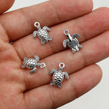 50pcs Antique Silver Turtle Drop Charms DIY Jewelry Pendants