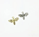 20pcs 18mm Bee Charms Zinc Alloy for DIY Jewelry, 2 Colors