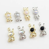 Retro Space Rabbit Charms Pendant 6pcs - DIY Jewelry Making