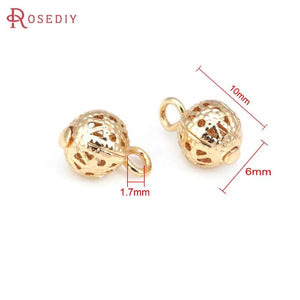 18K Brass Round Ball Drop Charms for Jewelry Making