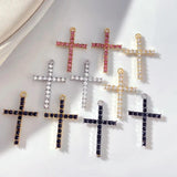 10Pcs Silver Crystal Rhinestone Cross Charms DIY Jewelry Making Findings