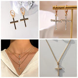 10Pcs Silver Crystal Rhinestone Cross Charms DIY Jewelry Making Findings