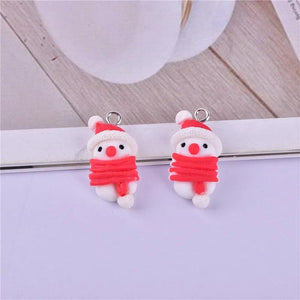 10Pcs Xmas Charms Santa Snowman Pendants Jewelry DIY Craft Earring Findings