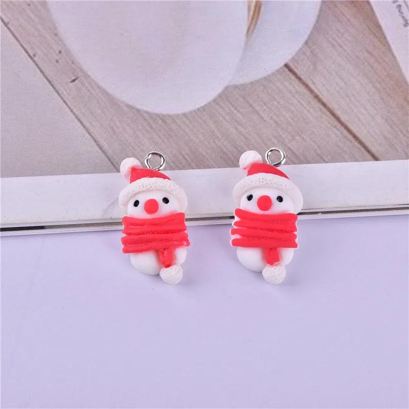 10Pcs Xmas Charms Santa Snowman Pendants Jewelry DIY Craft Earring Findings