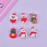10Pcs Xmas Charms Santa Snowman Pendants Jewelry DIY Craft Earring Findings